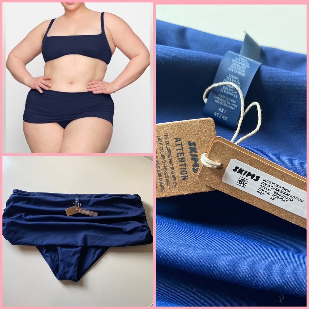 Skims Sculpting swim fold over bikini bottom in Midnight NWT